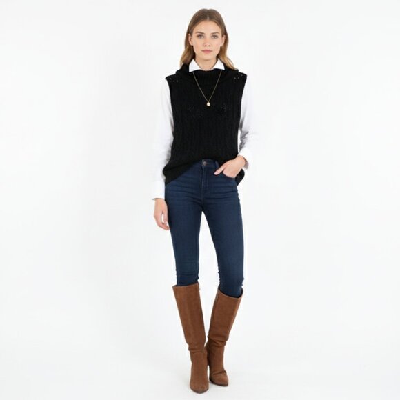 *Joseph Black Sleeveless Knit Turtleneck Sweater - Picture 1 of 6